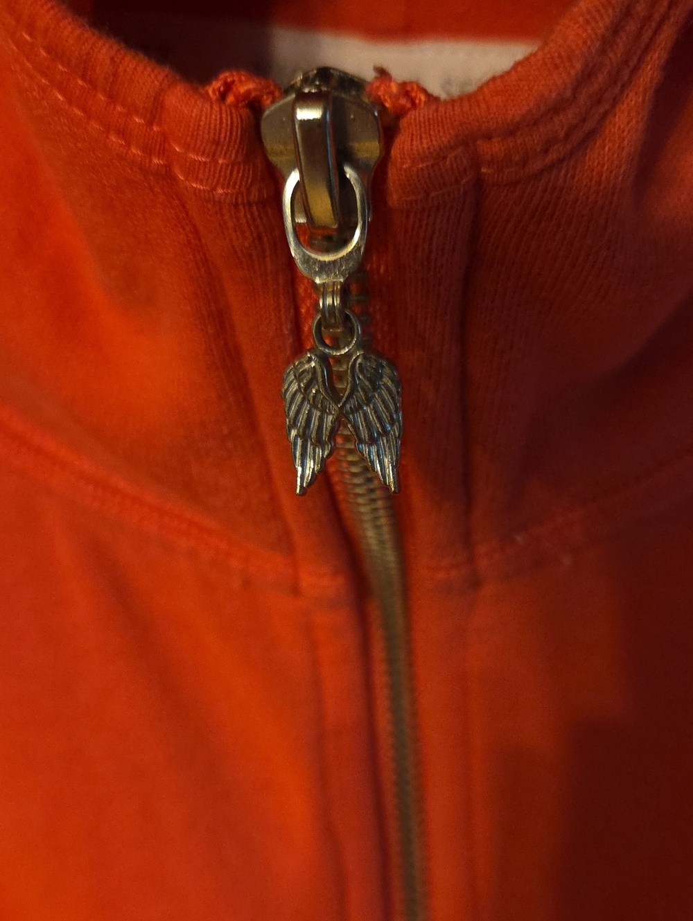 Victoria's Secret Red Hoodie with Gold Sequin Wing Design - Picture 3 of 5